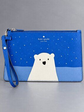 KATE SPADE New York Arctic Friends Collection Polar Bear Leather Wristlet Wallet